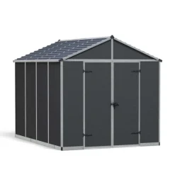 Rubicon Casetta Da Giardino in Policarbonato Ultra Resistente 303X237X235 cm Grigio Scuro-Canopia Hot