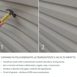 Rubicon Casetta Da Giardino in Policarbonato Ultra Resistente 303X237X235 cm Grigio Scuro-Canopia Hot