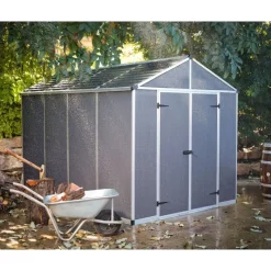 Rubicon Casetta Da Giardino in Policarbonato Ultra Resistente 303X237X235 cm Grigio Scuro-Canopia Hot