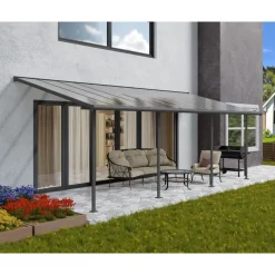 Sierra Pergola Addossata in Alluminio 3X7.4 m Grigio-Canopia Sale