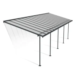 Sierra Pergola Addossata in Alluminio 3X9.2 m Grigio-Canopia Discount