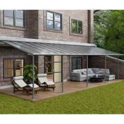 Sierra Pergola Addossata in Alluminio 3X9.7 m Grigio-Canopia Clearance