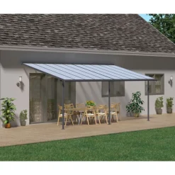 Sierra Pergola Addossata in Alluminio 3X6.2 m Grigio-Canopia Discount
