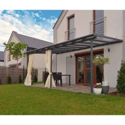 Sierra Pergola Addossata in Alluminio 3X5.6 m Grigio-Canopia Online