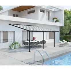 Sierra Pergola Addossata in Alluminio 3X5.6 m Grigio-Canopia Online