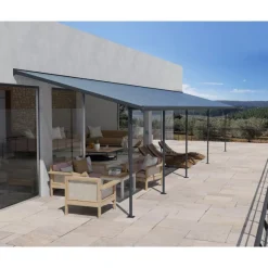Sierra Pergola Addossata in Alluminio 3X10.4 m Grigio-Canopia Clearance