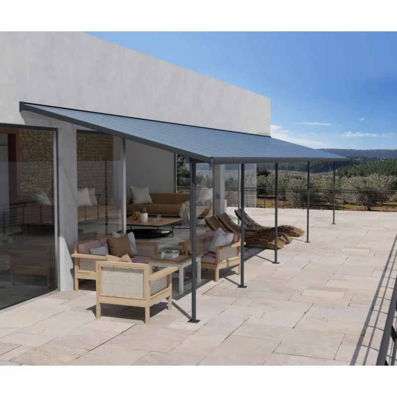 Sierra Pergola Addossata in Alluminio 3X10.4 m Grigio-Canopia Clearance