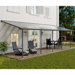 Sierra Pergola Addossata in Alluminio 3X8.6 m Grigio-Canopia Hot