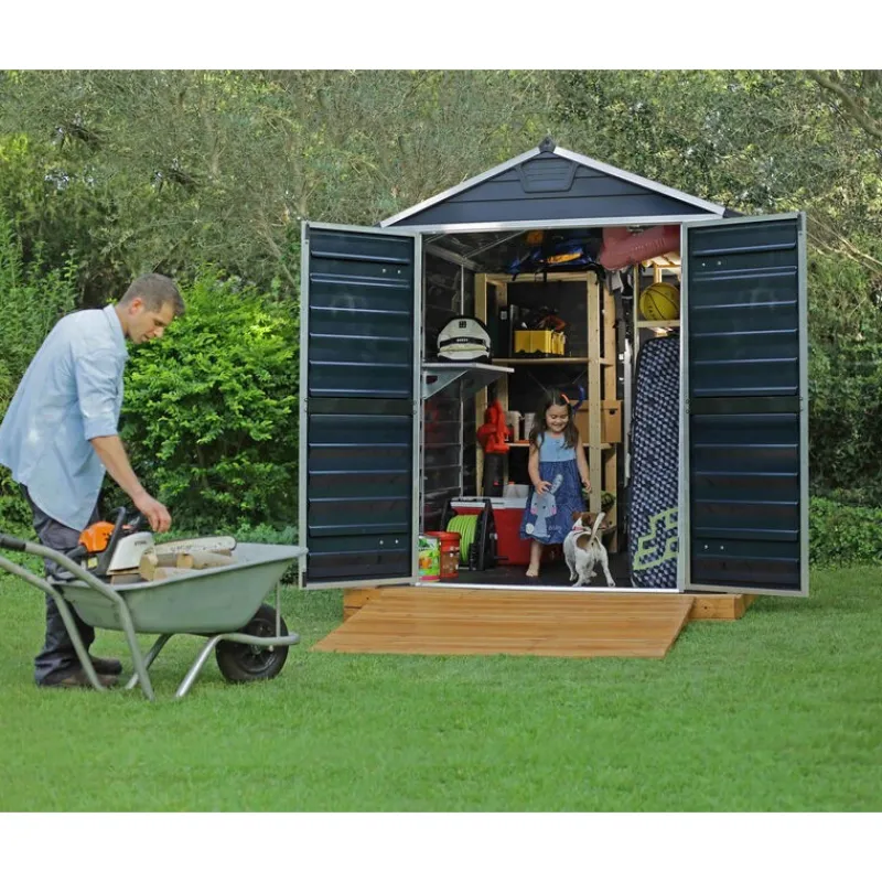 Skylight Casetta Da Giardino in Policarbonato 229X185X217 cm Grigio Scuro-Canopia Online