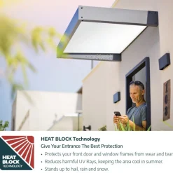 Sophia XL Pensilina Da Esterno 570X140 cm - Struttura Grigia Pannelli Opal Bianco-Canopia Outlet