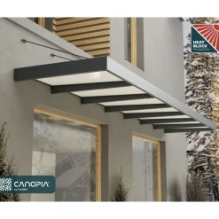 Sophia XL Pensilina Da Esterno 660X140 cm - Struttura Grigia Pannelli Opal Bianco-Canopia Outlet