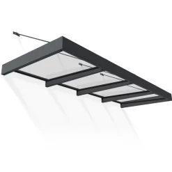 Sophia XL Pensilina Da Esterno 379X140X67 cm - Struttura Grigia Pannello Trasparente-Canopia Discount