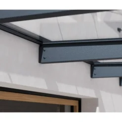 Sophia XL Pensilina Da Esterno 845X140X67 cm - Struttura Grigia Pannello Trasparente-Canopia Hot