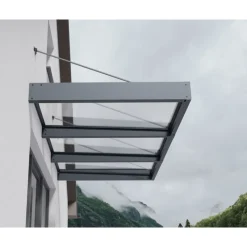 Sophia XL Pensilina Da Esterno 286X140X67 cm - Struttura Grigia Pannello Trasparente-Canopia Best