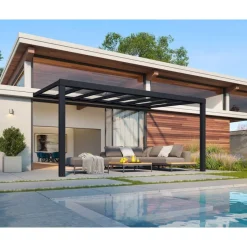 Stockholm Pergola Addossata in Alluminio di Premium 3.4X5.2 m Trasparente-Canopia Sale