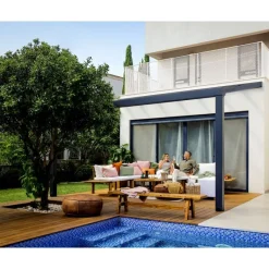 Stockholm Pergola Addossata in Alluminio di Premium 3.4X5.2 m Trasparente-Canopia Sale
