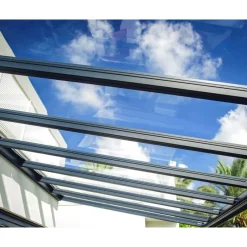 Stockholm Pergola Addossata in Alluminio di Premium 3.4X9.5 m Trasparente-Canopia