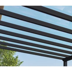 Stockholm Pergola Addossata in Alluminio di Premium 3.4X9.5 m Trasparente-Canopia