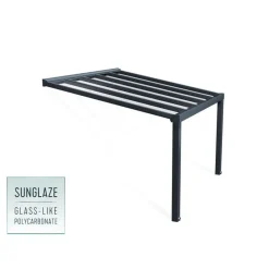 Stockholm Pergola Addossata in Alluminio di Premium 3.4X3.7 m Trasparente-Canopia