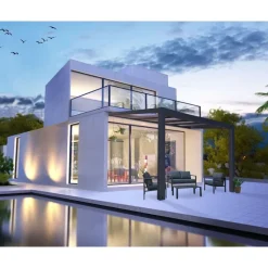 Stockholm Pergola Addossata in Alluminio di Premium 3.4X3.7 m Trasparente-Canopia