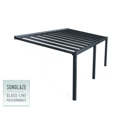 Stockholm Pergola Addossata in Alluminio di Premium 3.4X7.3 m Trasparente-Canopia