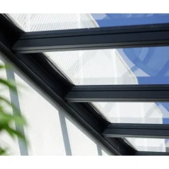 Stockholm Pergola Addossata in Alluminio di Premium 3.4X6.6 m Trasparente-Canopia New