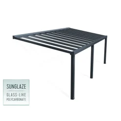 Stockholm Pergola Addossata in Alluminio di Premium 3.4X8 m Trasparente-Canopia Clearance