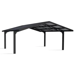 Sydney Carport Doppio Tetto Spiovente in Alluminio 6 X 6 m Nero-Canopia
