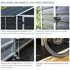 Yukon Casetta Da Giardino in Policarbonato 643X332X252 cm Grigio-Canopia Best