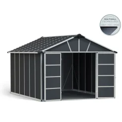 Yukon Casetta Da Giardino in Policarbonato 395X332X252 cm Grigio Pavimento Incluso-Canopia Online