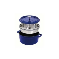 Cocotte con Cestello 26 cm Blu Scura in Ghisa-Staub Best