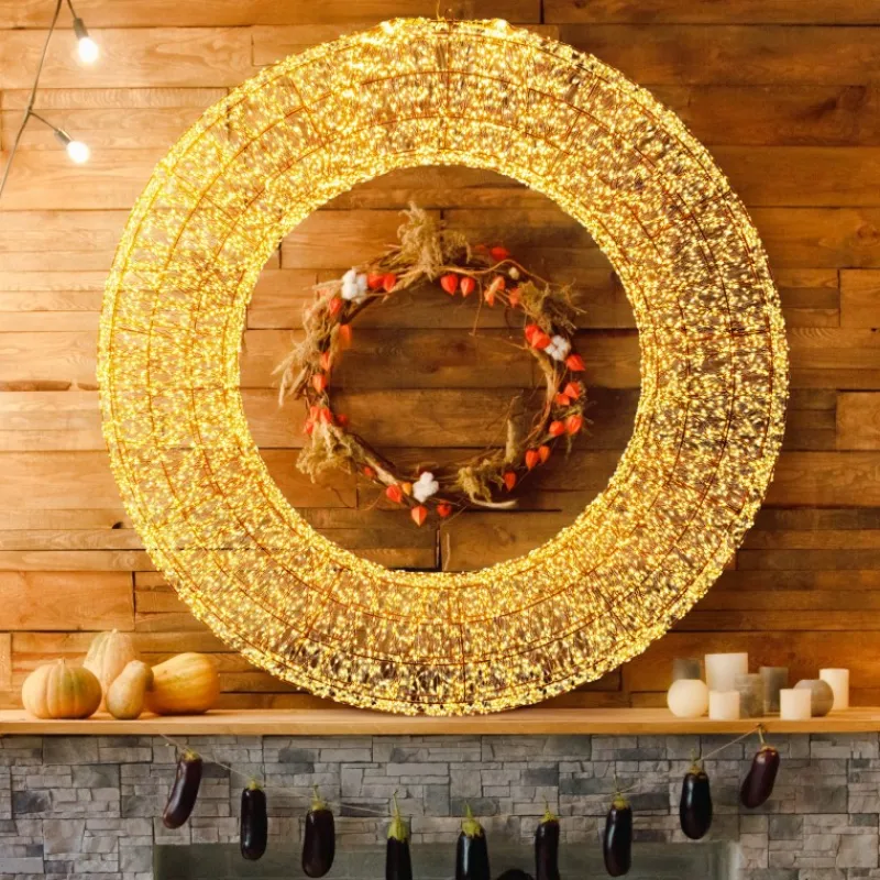 Corona 3D Marrone Ø 110cm HDM 15000 MicroLED BIANCO CALDO e BIANCO FREDDO-Lotti Clearance