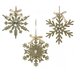 Fiocchi di neve Oro da appendere. Pezzo Singolo-Kaemingk Hot