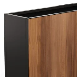 Fioriera Alta DECO PLANTER DIVIDER 40 in Metallo colore Nero e Pannello Effetto Legno 120x40x80 cm-Herstera Sale