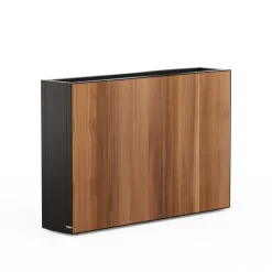 Fioriera Alta DECO PLANTER DIVIDER 25 in Metallo colore Nero e Pannello Effetto Legno 120x25x80 cm-Herstera New