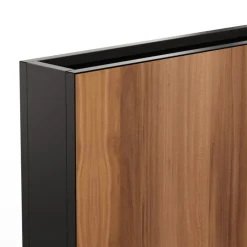 Fioriera Alta DECO PLANTER DIVIDER 25 in Metallo colore Nero e Pannello Effetto Legno 120x25x80 cm-Herstera New