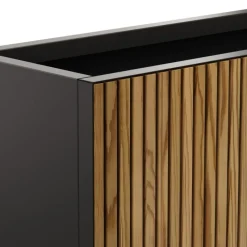 Fioriera Alta DECO PLANTER DIVIDER 40 in Metallo colore Nero e Legno 100x40x80 cm-Herstera Outlet