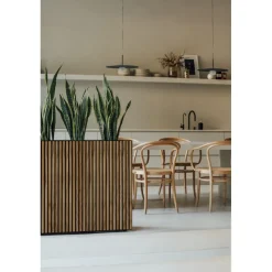 Fioriera Alta DECO PLANTER DIVIDER 40 in Metallo colore Nero e Legno 100x40x80 cm-Herstera Outlet