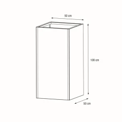 Fioriera Alta PLANTER COLUMN in Metallo colore Antracite 50x50x100 cm-Herstera Discount