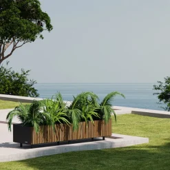 Fioriera Bassa PLANTER WOOD XIC 150 in Metallo colore Antracite 150x40x25cm-Herstera Outlet