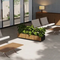 Fioriera Bassa PLANTER WOOD XIC 150 in Metallo colore Antracite 150x40x25cm-Herstera Outlet