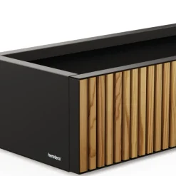 Fioriera Bassa PLANTER WOOD XIC 100 in Metallo colore Antracite 100x40x25cm-Herstera Discount