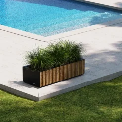 Fioriera Bassa PLANTER WOOD XIC 100 in Metallo colore Antracite 100x40x25cm-Herstera Discount