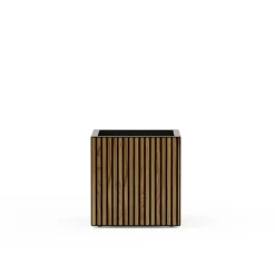 Fioriera Cubo DECO PLANTER in Metallo colore Nero e Legno 50x50x50 cm-Herstera Best
