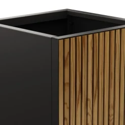 Fioriera Cubo DECO PLANTER in Metallo colore Nero e Legno 50x50x50 cm-Herstera Best