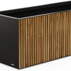 Fioriera DECO PLANTER in Metallo colore Nero e Legno 150x50x50 cm-Herstera Outlet