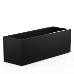 Fioriera DECO PLANTER in Metallo colore Nero e Legno 150x50x50 cm-Herstera Outlet