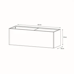 Fioriera PLANTER 50 in Metallo colore Antracite 150x50x50cm-Herstera Outlet