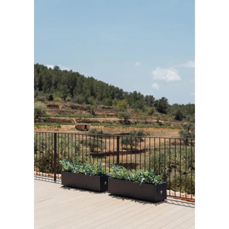 Fioriera PLANTER BALCONY in Metallo colore Antracite 100x25x25 cm-Herstera Clearance