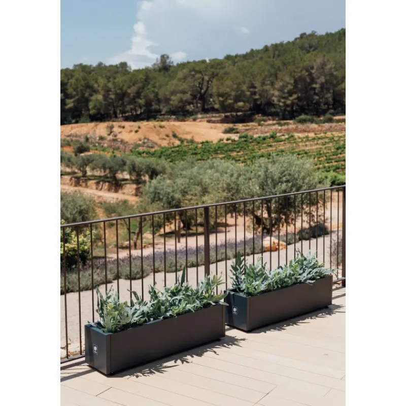 Fioriera PLANTER BALCONY in Metallo colore Antracite 100x25x25 cm-Herstera Clearance
